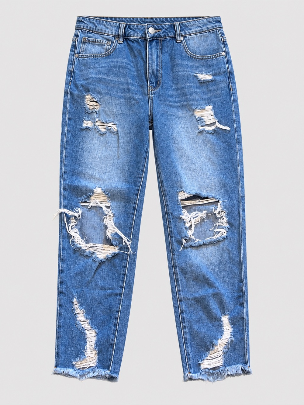 Petra 153 Boyfriend Distressed Jeans Size 29 Blue Ripped Raw Hem
